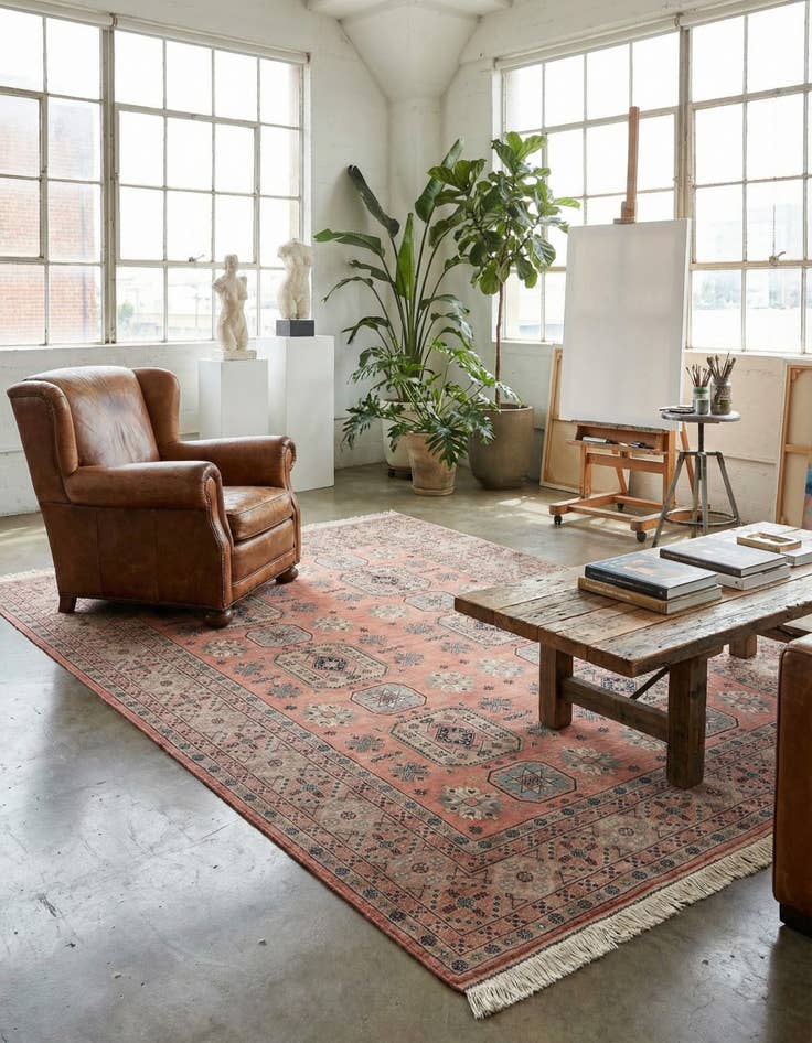 Detail image of 6' 10 x 9' 7  Hand Knotted Torkaman Oriental Wool Rug