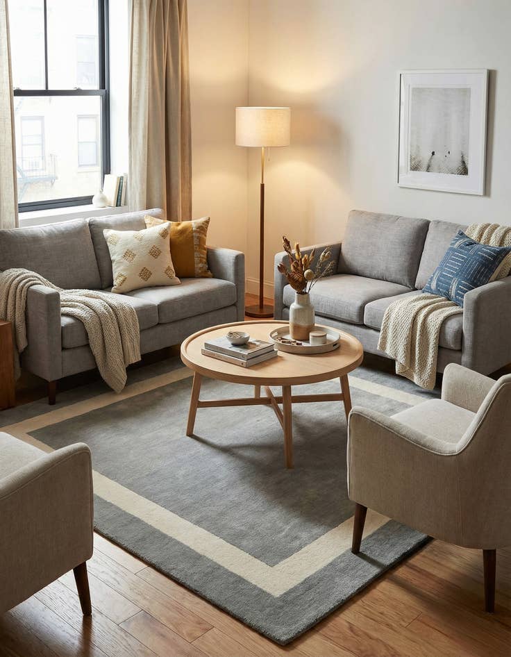 Detail image of  5' 1 x 5' 1 Jill Zarin Border Wool Square Rug