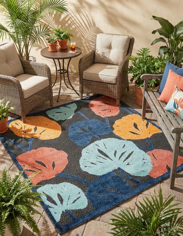 Charcoal Easy-Clean Belize Indoor / Outdoor Square Rug