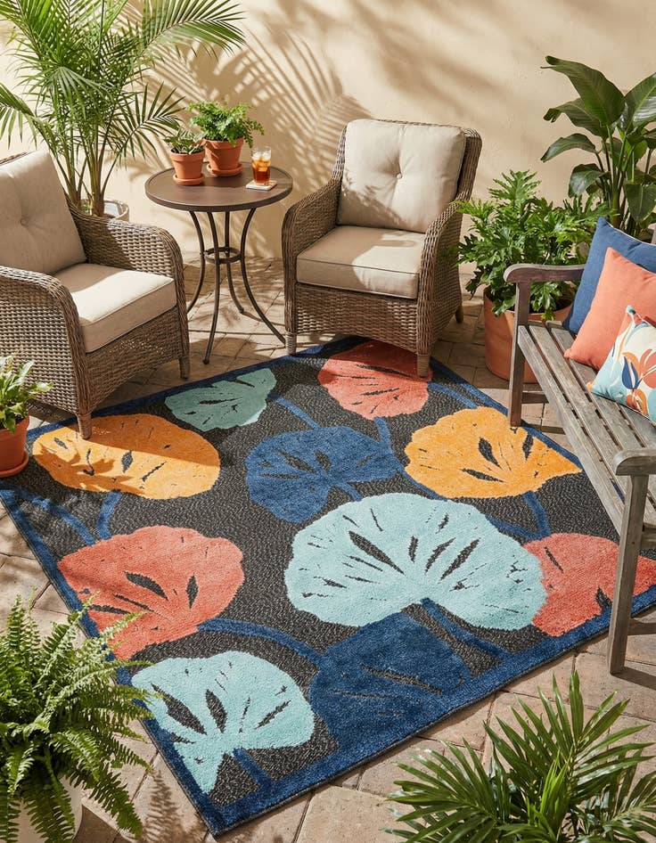 Detail image of 5' 3 x 5' 3  Washable Belize Indoor / Outdoor Square Rug