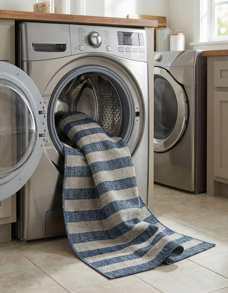 Detail image of 2' 7 x 10'  Washable Striped Indoor / Outdoor Runner Rug