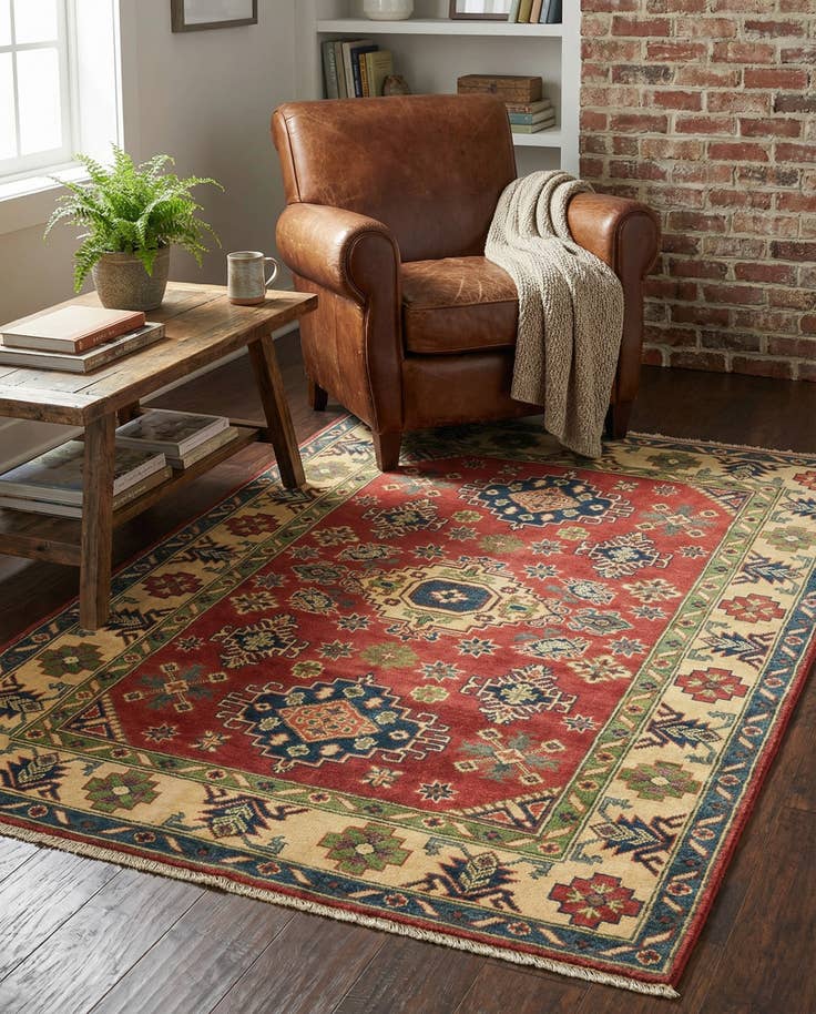 Detail image of 4' x 5' 10 Hand Knotted Kazak Rug