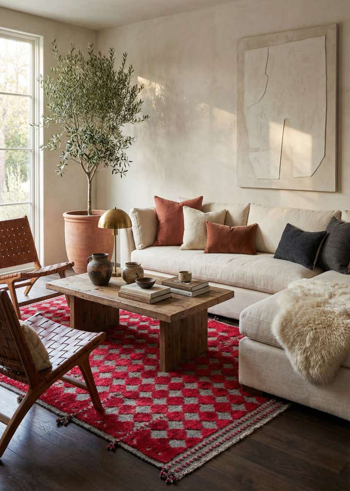 4' 10 x 7' 4 Hand Knotted Moroccan Wool Rug