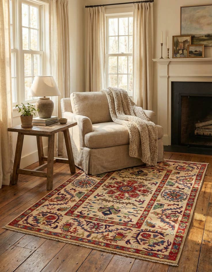 Detail image of 3' 3 x 4' 9  Hand Knotted Kazak Rug