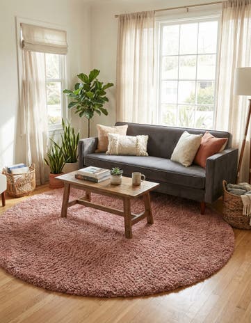 Pomegranate Red Jill Zarin Shaggy Chic Round Rug