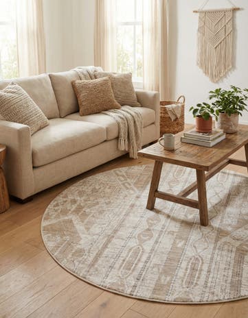 Ivory Oregon Round Rug