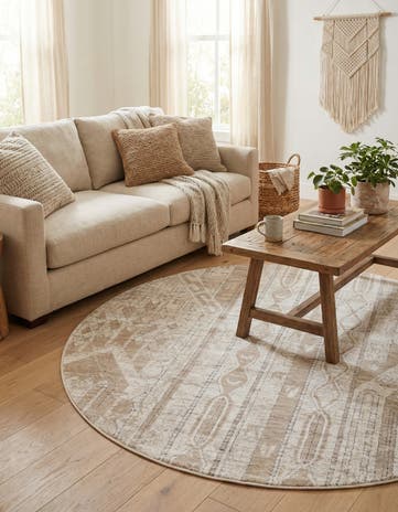 Ivory Oregon Round Rug