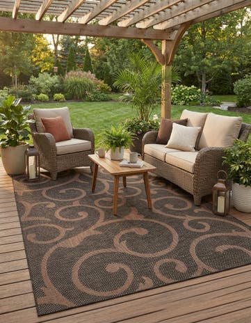6' x 9' Easy-Clean Botanical Indoor / Outdoor Rug