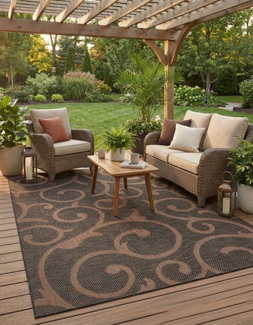 6' x 9' Easy-Clean Botanical Indoor / Outdoor Rug