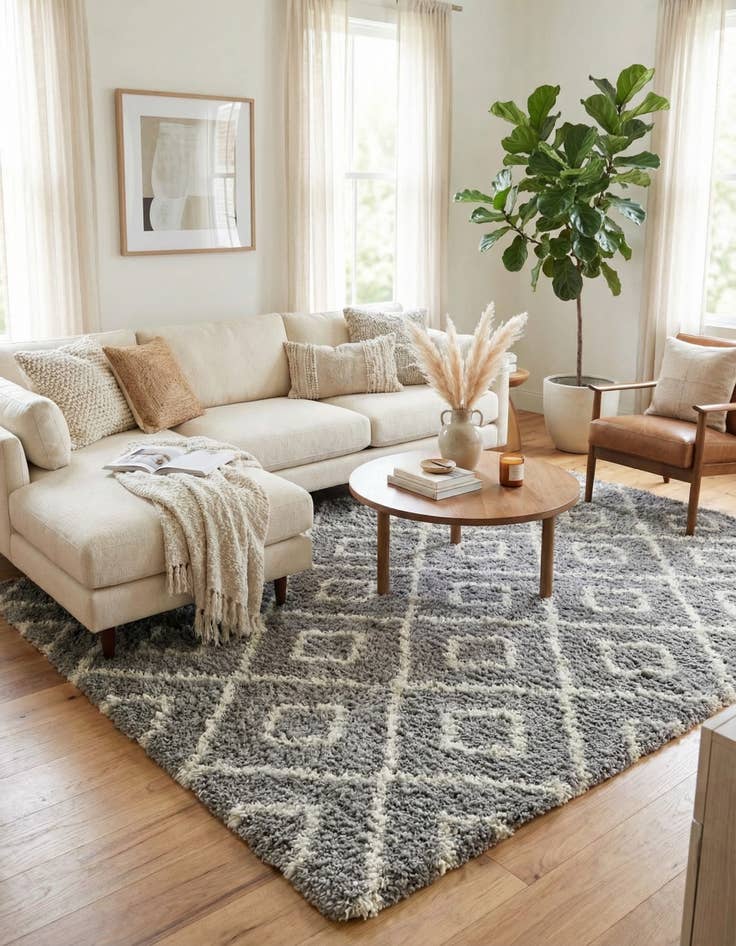 Detail image of  10' x 10' Lattice Shag Square Rug