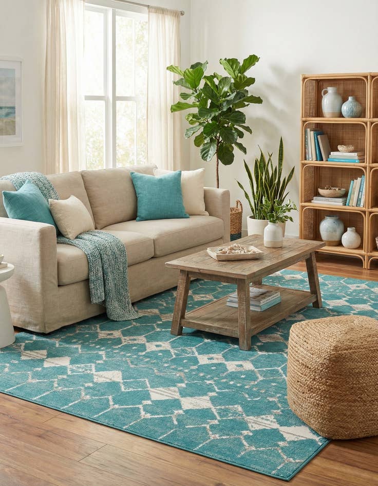 Detail image of 6' x 9'  Washable Trellis Indoor / Outdoor Rug