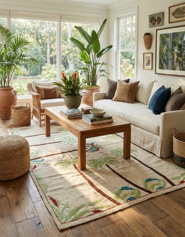 4' 4 x 5' 10 Hand Woven Kilim Suzani Wool Rug