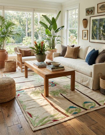 4' 4 x 5' 10 Hand Woven Kilim Suzani Wool Rug