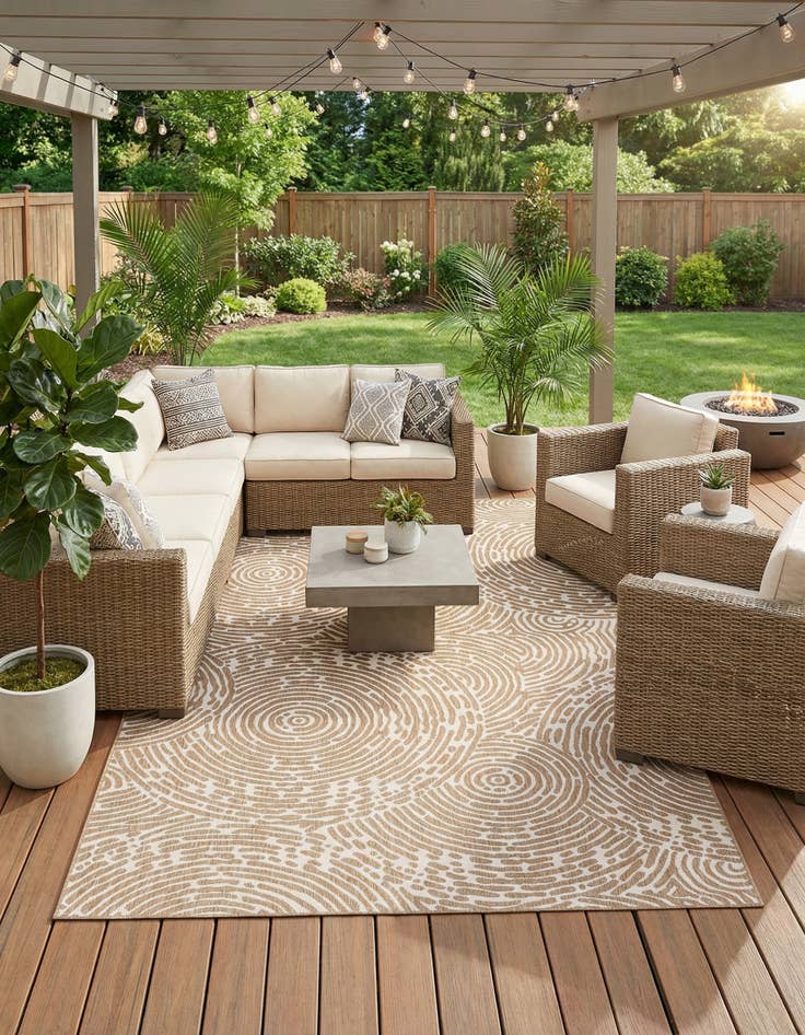 Detail image of 10' x 14'  Washable Modern Indoor / Outdoor Rug