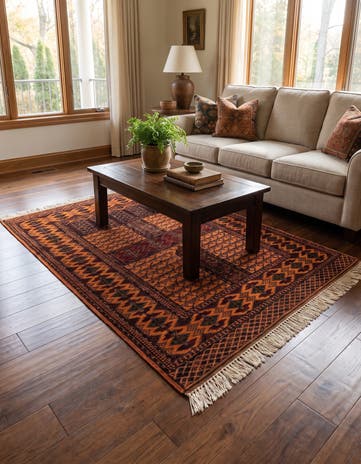 4' 2 x 6' 3 Hand Knotted Bokhara Oriental Wool Rug