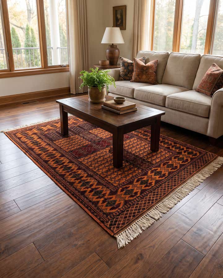 4' 2 x 6' 3 Hand Knotted Bokhara Oriental Wool Rug