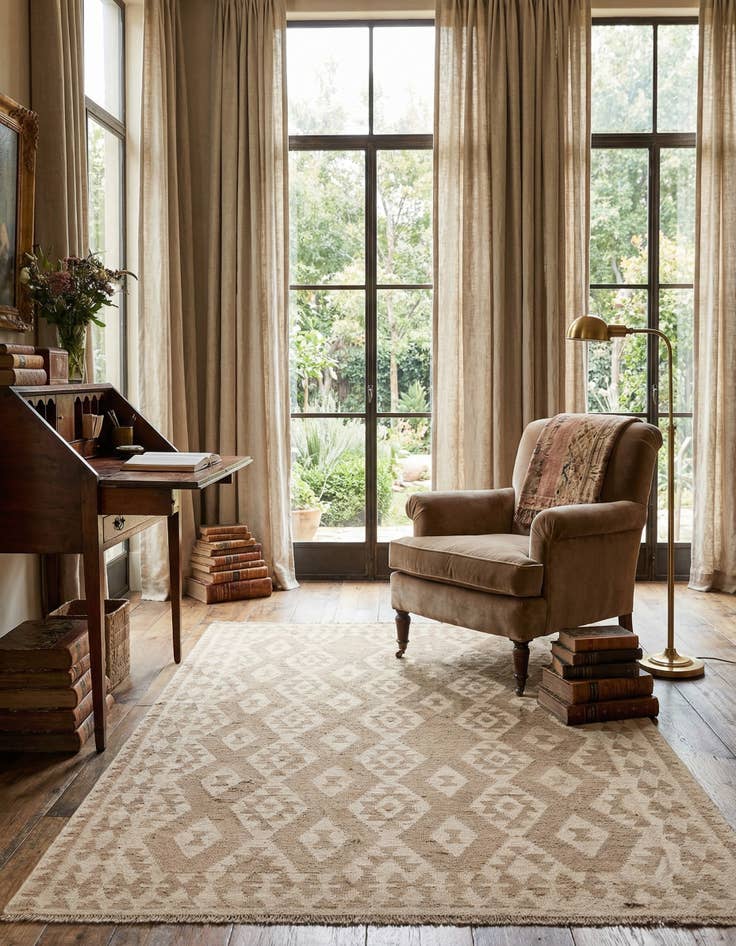 Detail image of 6' x 7' 10  Hand Woven Kilim Maymana Wool Rug