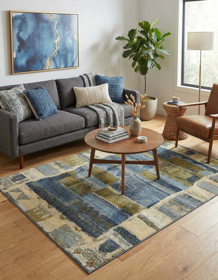 Detail image of 4' x 6'  Washable Modern Indoor / Outdoor Rug