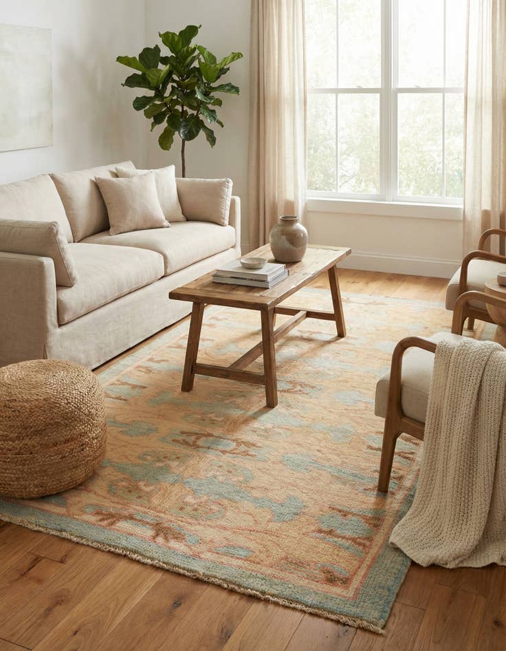 Detail image of  3' 7 x 6' 3  Hand Knotted Oushak Wool Rug