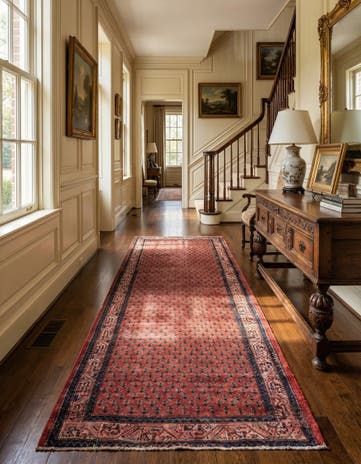 3' 9 x 9' 3 Hand Knotted Ultra Vintage Persian Wool Runner Rug