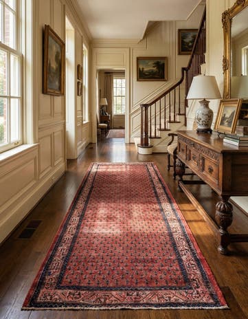 3' 9 x 9' 3 Hand Knotted Ultra Vintage Persian Wool Runner Rug