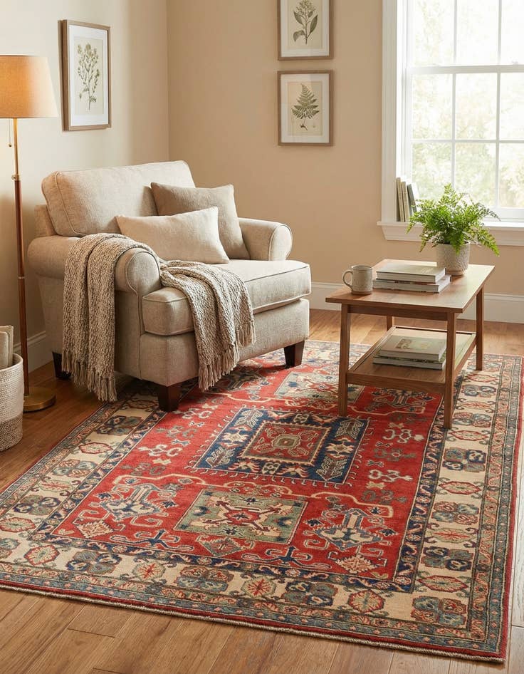 Detail image of 5' x 6' 6  Hand Knotted Kazak Rug