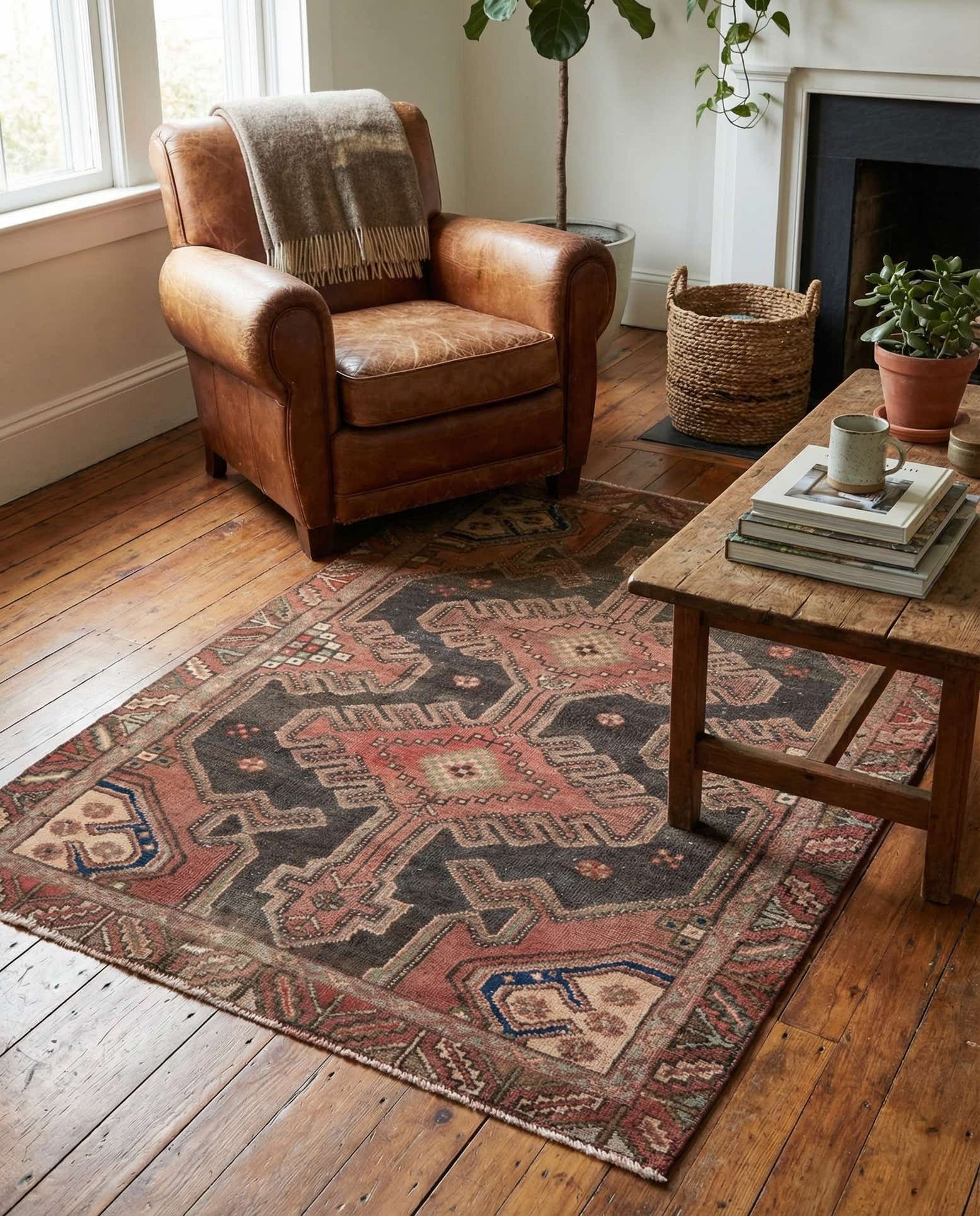 3' 6 x 4' 5 Hand Knotted Ultra Vintage Persian Wool Rug
