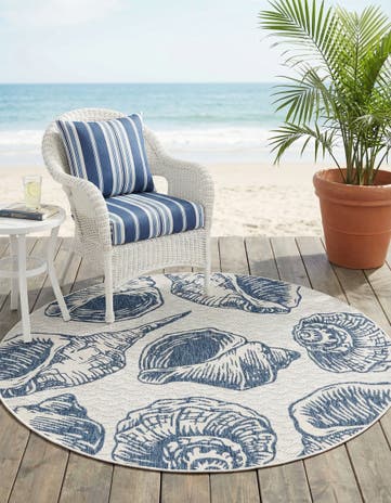 6' x 6' Easy-Clean Coastal Indoor / Outdoor Round Rug