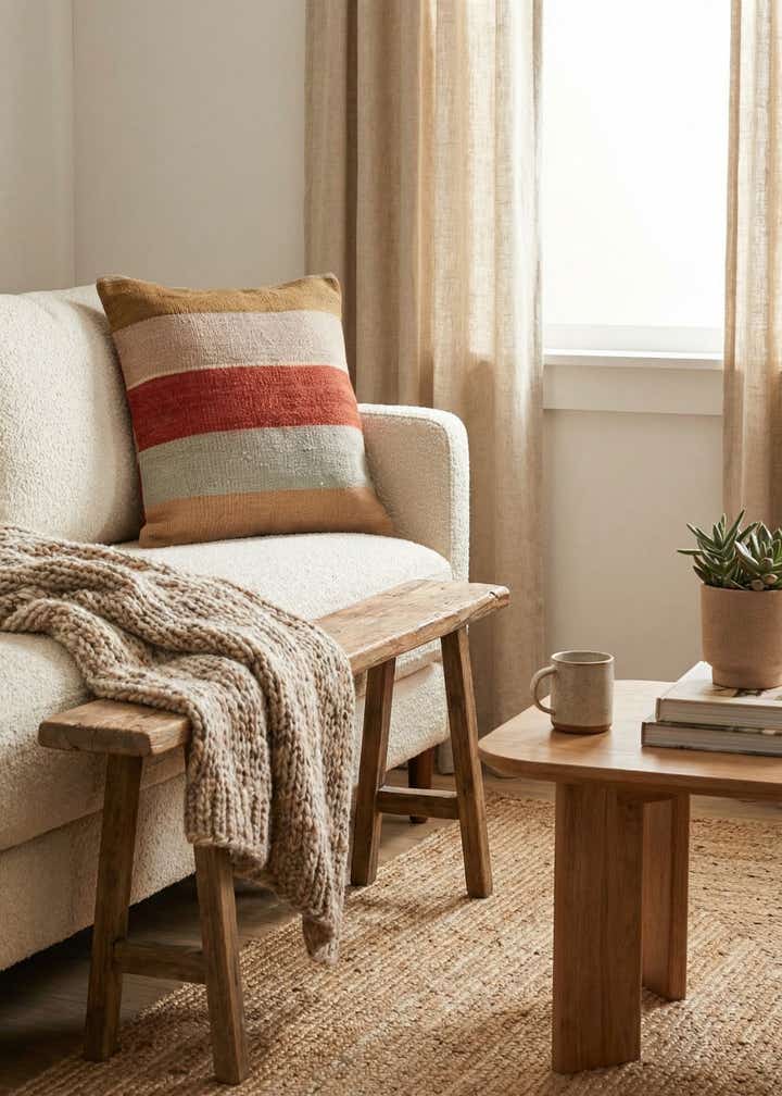 1' 5 x 1' 6 Hand Woven Pillow Wool Square Rug