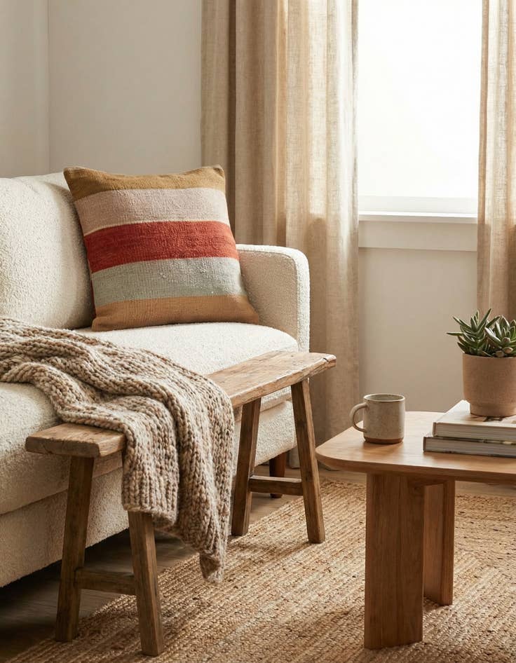 Detail image of 1' 5 x 1' 6  Hand Woven Pillow Wool Square Rug