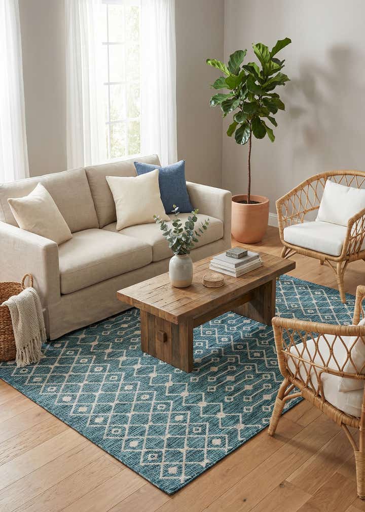5' 3 x 8' Easy-Clean Lattice Indoor / Outdoor Rug