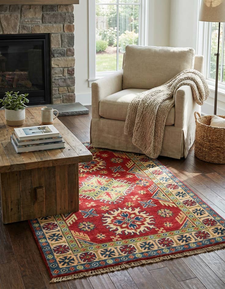 Detail image of 3' 2 x 5'  Hand Knotted Kazak Rug