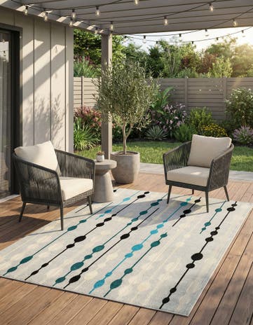 Gray Easy-Clean Modern Indoor / Outdoor Rug