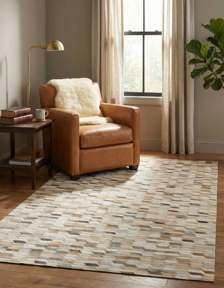 Detail image of  5' 1 x 8' 2 Cowhide - Patchwork Rug