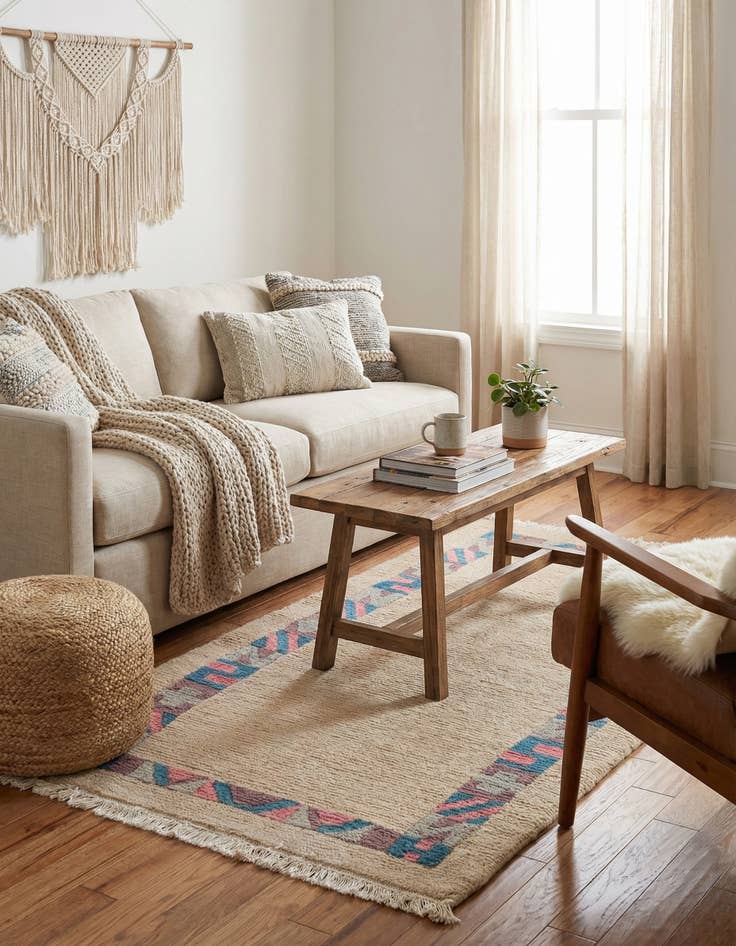 Detail image of  3' 4 x 4' 8  Hand Knotted Nepal Wool Rug