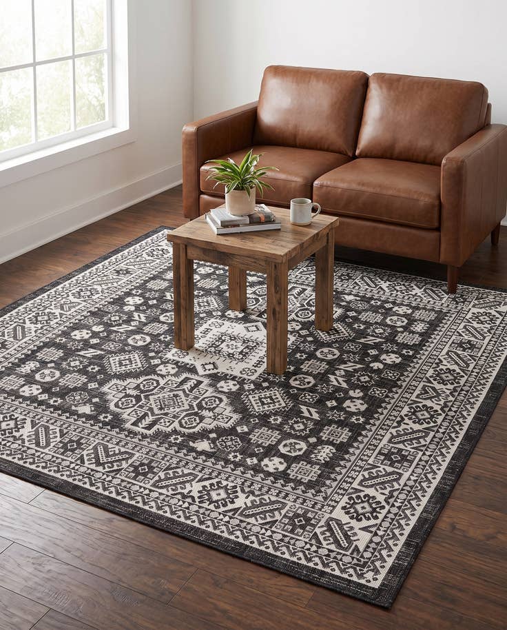 Detail image of 6' x 6' Easy-Clean Aztec Indoor / Outdoor Square Rug