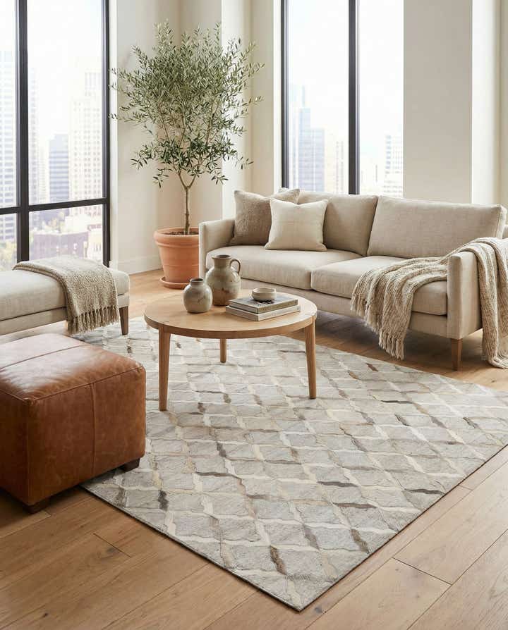 5' 1 x 7' 8 Cowhide Leather Rug