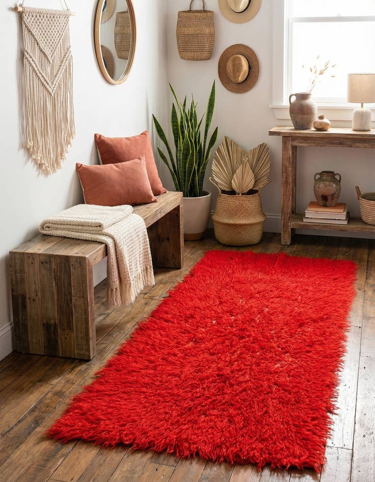 Detail image of 2' 4 x 4' 5  Hand Knotted Moroccan Wool Runner Rug