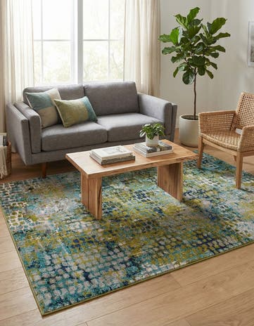 Blue Green Washable Theia Rug