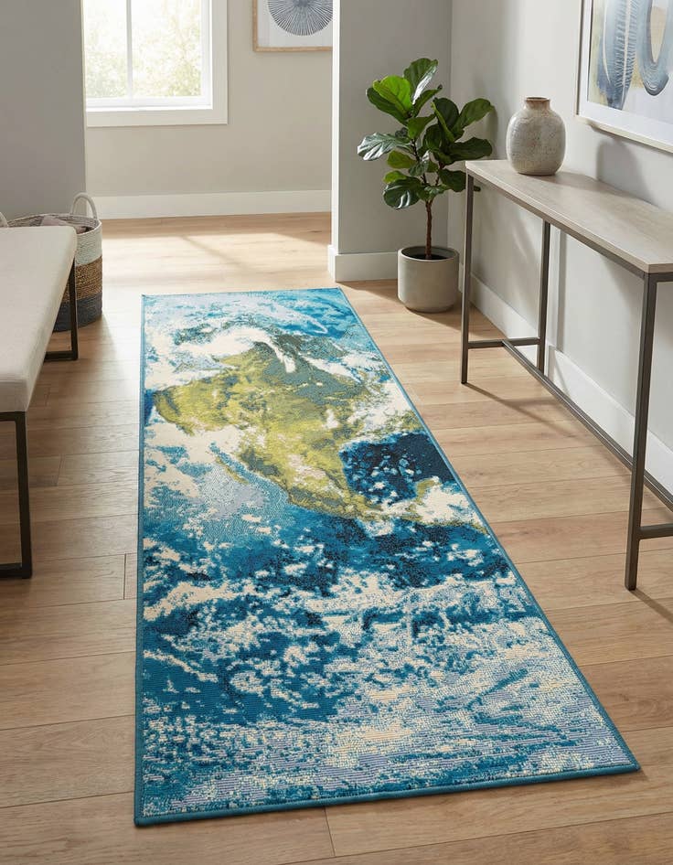 Detail image of 2' x 5' 1 Easy-Clean Modern Indoor / Outdoor Runner Rug