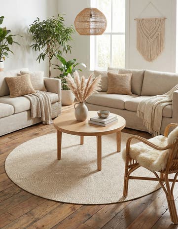 6' 1 x 6' 1 Hand Woven Geo Trellis Flatweave Round Rug