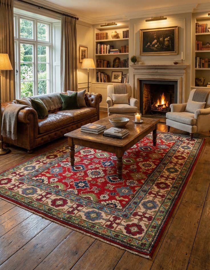 Detail image of 5' 7 x 8'  Hand Knotted Kazak Rug