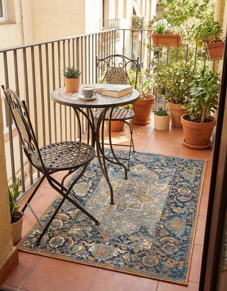 Detail image of 2' x 3'  Washable Traditional Indoor / Outdoor Rug