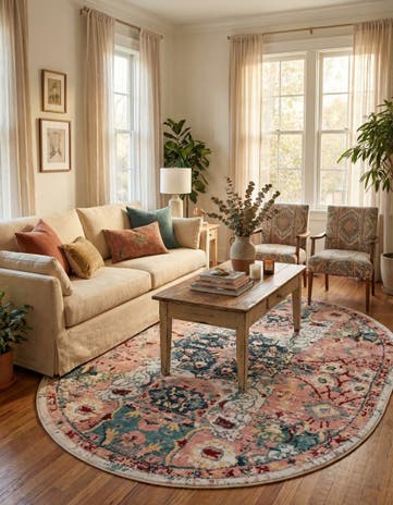 Pink Charleston Oval Rug