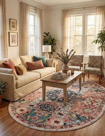 Pink Charleston Oval Rug