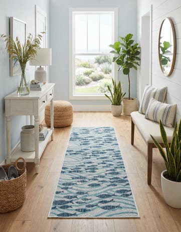 2' x 8' Easy-Clean Coastal Indoor / Outdoor Runner Rug