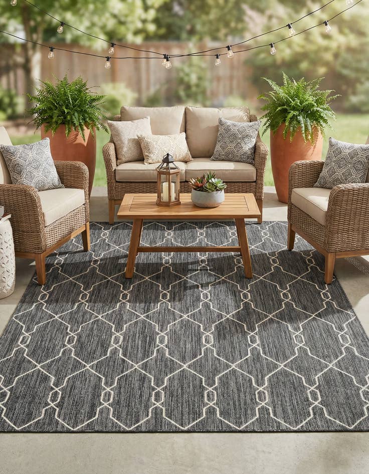 Detail image of 7' x 10' Easy-Clean Trellis Indoor / Outdoor Rug