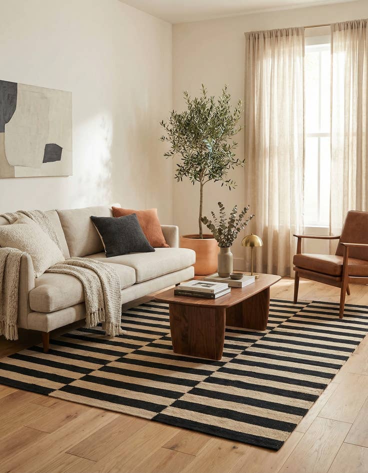 Detail image of 4' 2 x 5' 10  Hand Woven Kilim Modern Wool Rug