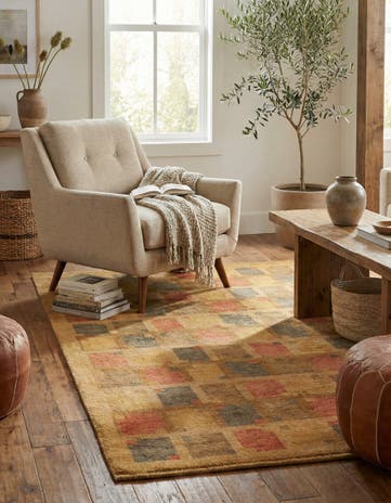4' 6 x 6' 6 Hand Knotted Kashkuli Gabbeh Wool Rug