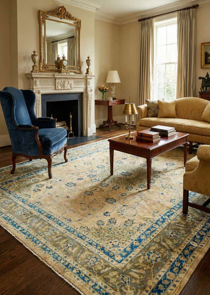 9' 9 x 12' 8 Hand Knotted Isfahan Persian Wool Rug